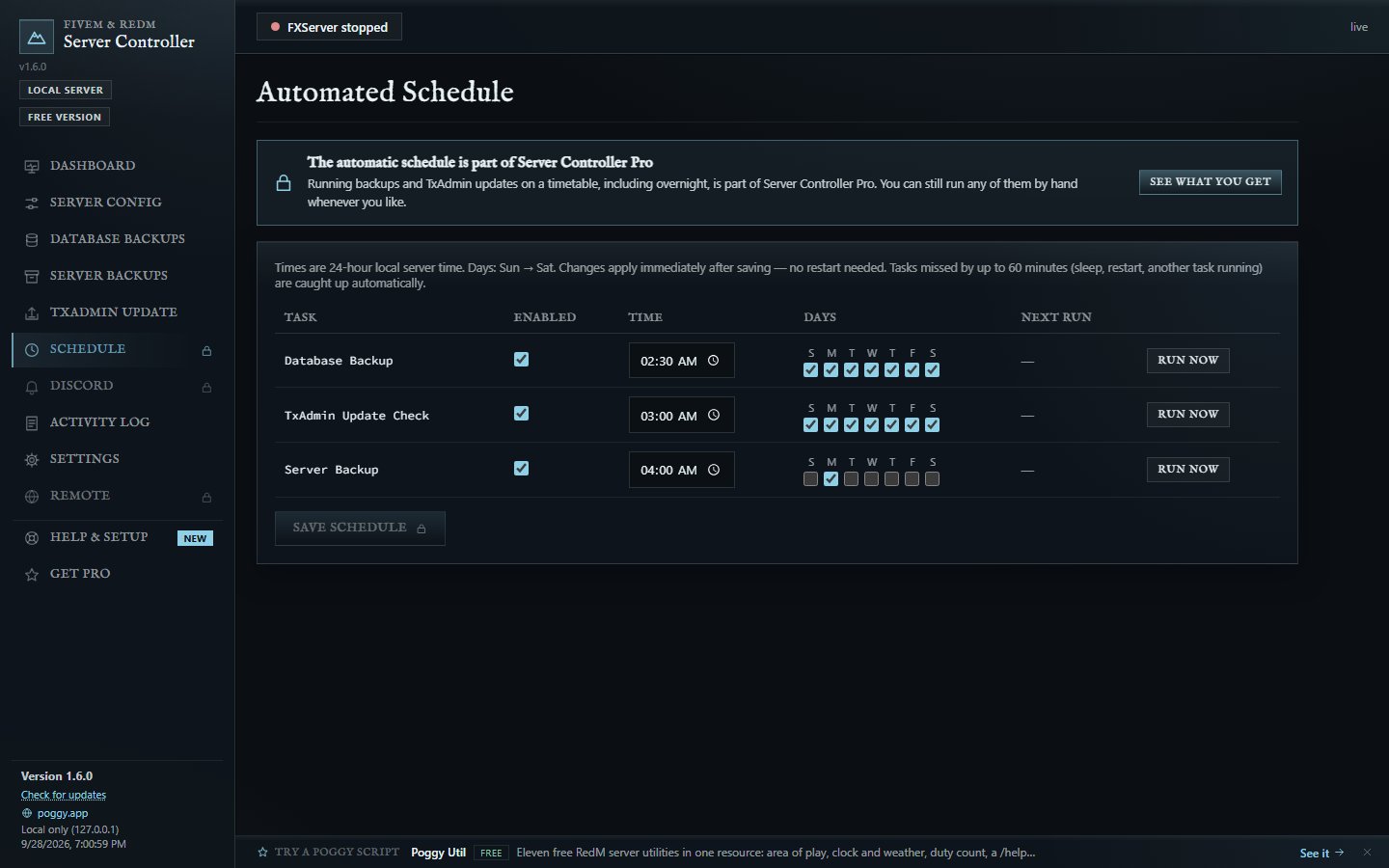 The automatic schedule