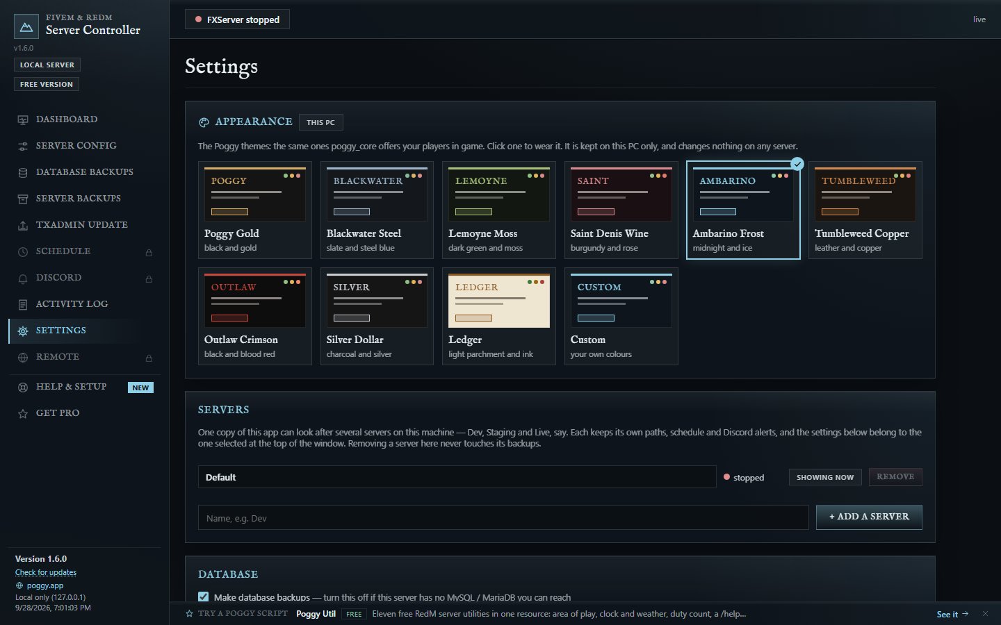 Themes and the server list