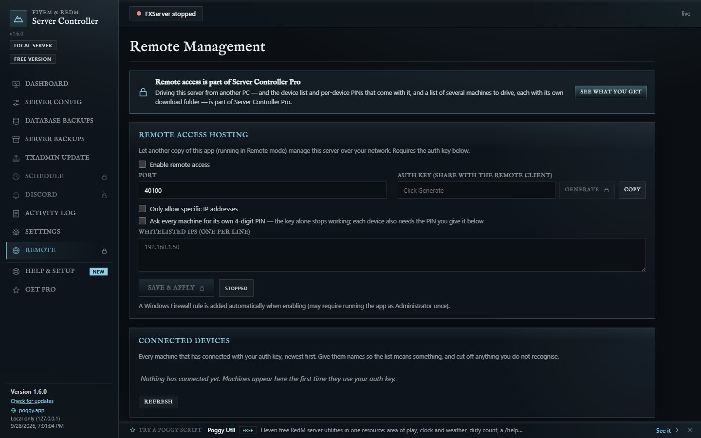 Remote management and connected devices